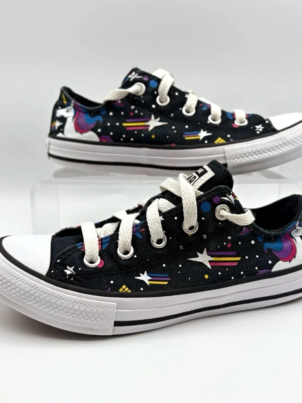 Converse Kids Black Unicorn Print Low-Top Sneakers